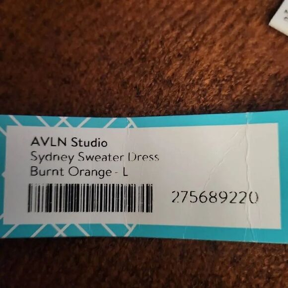 Avln Studio Women's Size Large Burnt Orange Sydney Cable Knit Sweater Dress - Picture 5 of 7